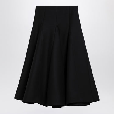 Valentino Black silk flounced midi skirt