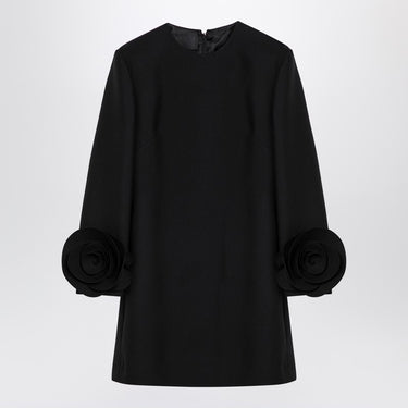 Valentino Black mini dress with rose appliqué