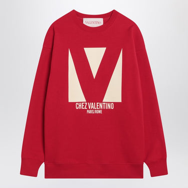 Red sweatshirt with Chez Valentino print