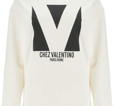 Valentino Garavani ivory cotton sweatshirt with bold stylized logo