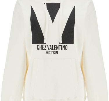 Valentino Garavani ivory cotton hoodie with large logo