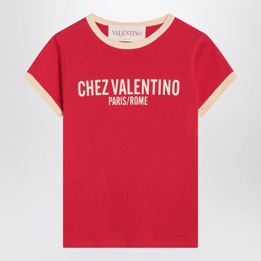 Red T-shirt with Chez Valentino print