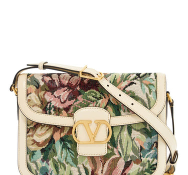 Valentino Garavani multicolored floral shoulder bag in butter white leather