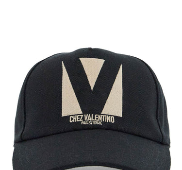 Valentino Garavani black baseball cap with butter logo in adjustable cotton