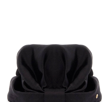 Valentino Garavani black silk turban with golden details and v logo