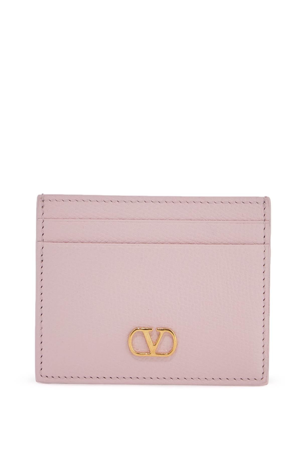 Valentino Garavani compact leather wallet in rose quartz with card slots