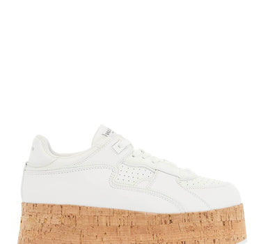 Valentino Garavani sneaker with cork sole and white leather perforated details