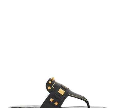 Valentino Garavani black buffalo leather studded flip-flops