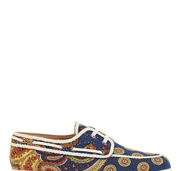 Valentino Garavani blue cotton boat shoes with paisley pattern