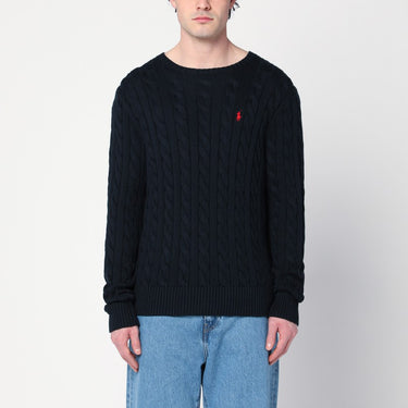 Polo Ralph Lauren Navy blue cable-knit crew-neck sweater