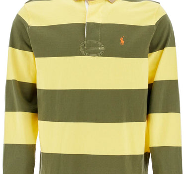 Polo Ralph Lauren olive green and yellow striped cotton polo