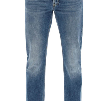 Alexander Mcqueen straight leg jeans with faux pocket on the back.