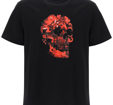 Alexander Mcqueen wax flower skull printed t-shirt