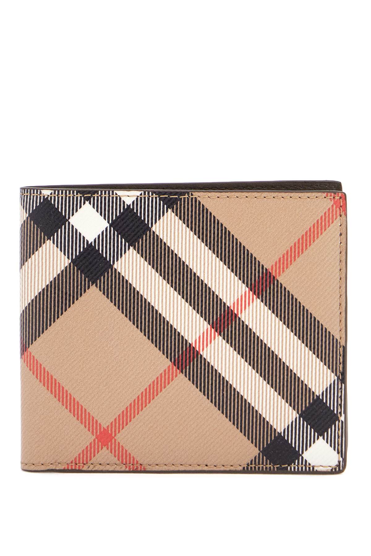 Portefeuille zippé à carreaux beige noir rouge Burberry pour homme