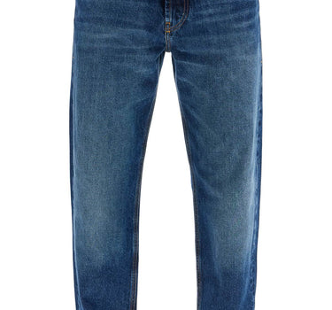 Diesel blue denim straight leg cotton jeans with contrast stitching