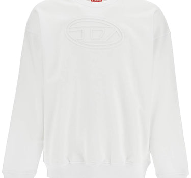 Diesel white cotton sweatshirt with raised logo for men