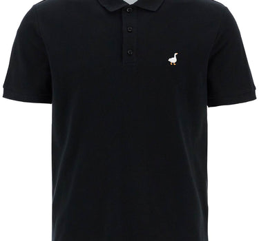 Moschino men's black cotton polo with duck embroidery