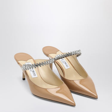Jimmy Choo Bing 65 biscuit colour sabot with rhinestones