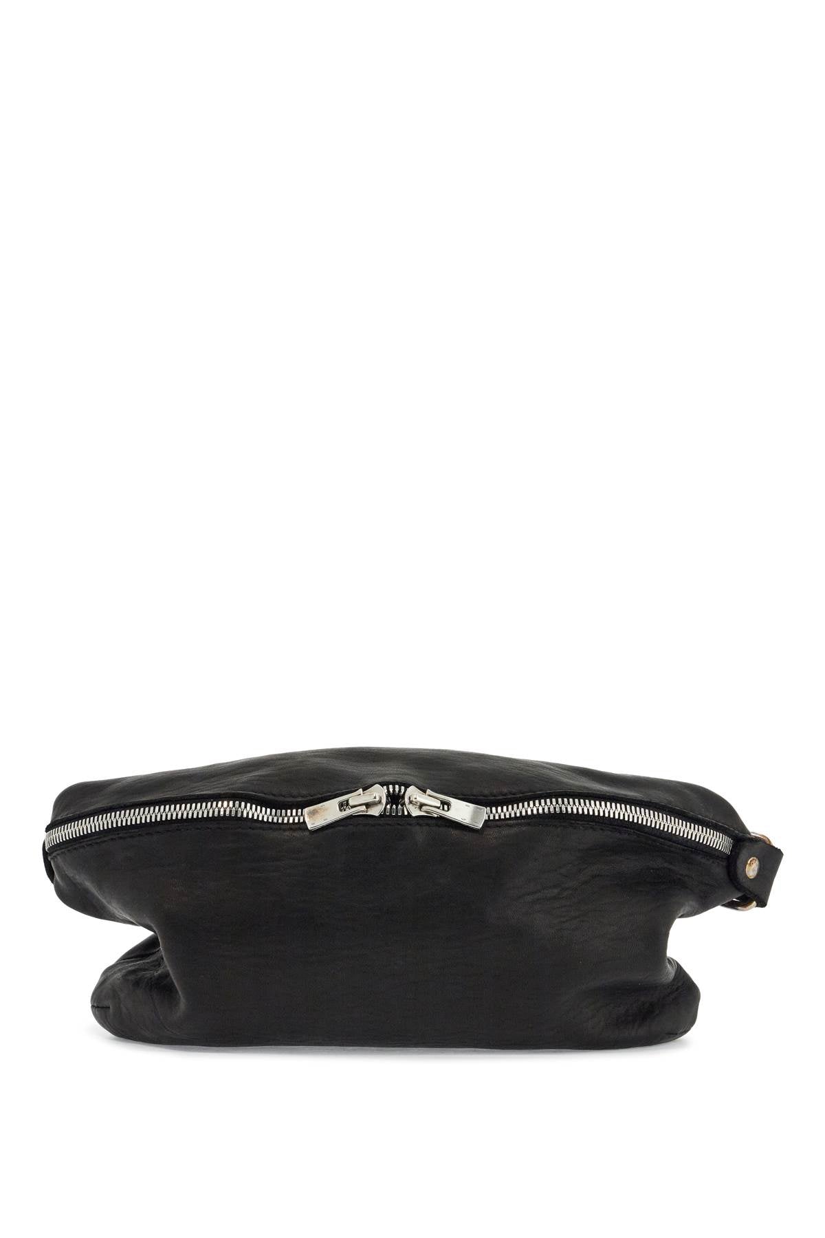 Guidi medium black horse leather fanny pack with adjustable strap