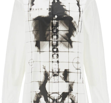 JEAN PAUL GAULTIER white cotton shirt with skeleton print front and back