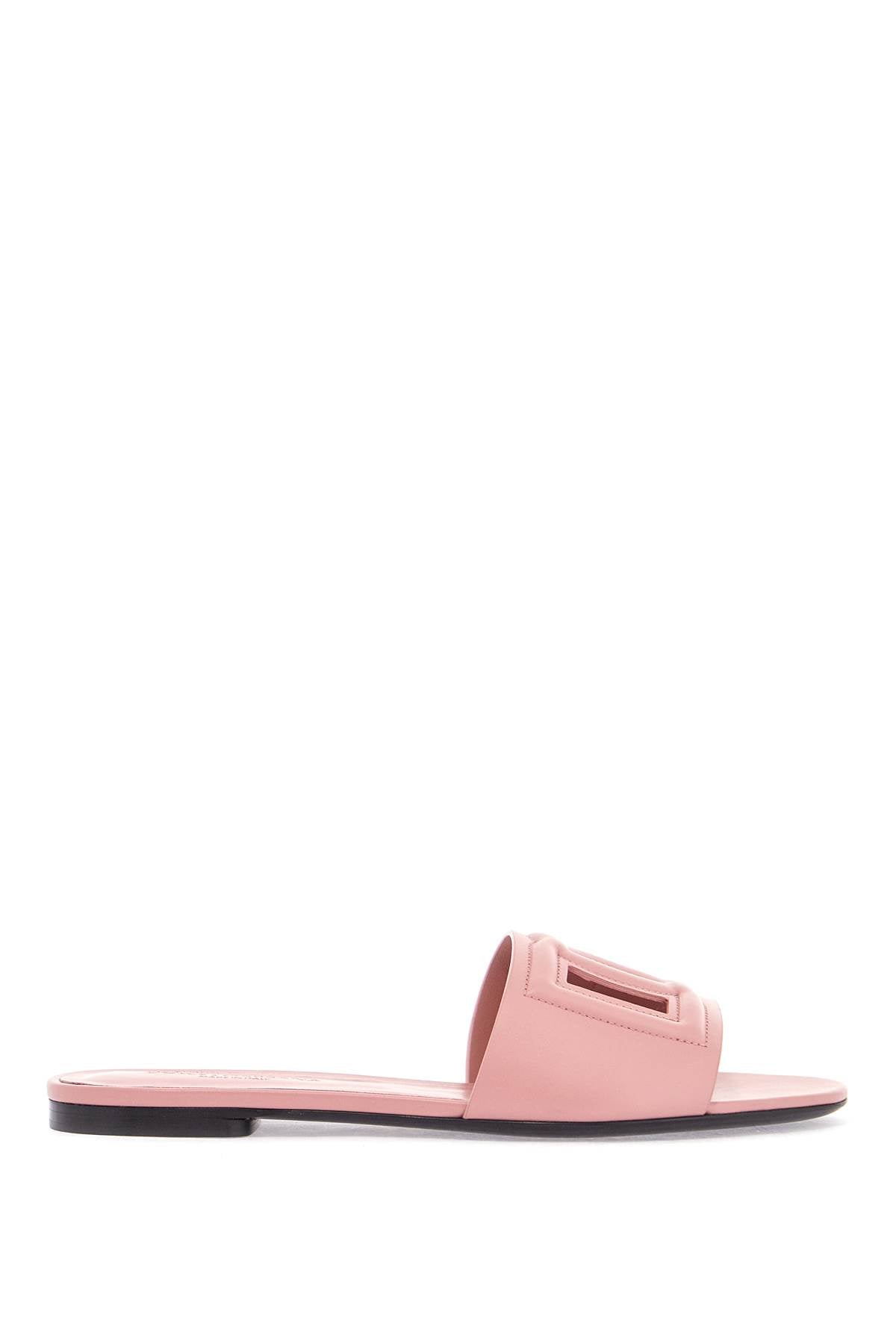 Chaussons plats Dolce &amp; Gabbana en cuir de veau rose avec logo dg en relief