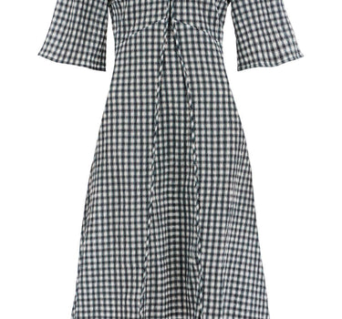 Ganni midi seersucker check dress