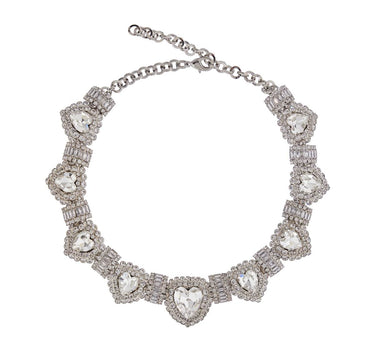 Alessandra Rich heart necklace in hypoallergenic silver crystal