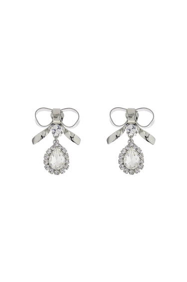 Boucles d'oreilles noeud Alessandra Rich avec pendentif en cristal en laiton plaqué argent