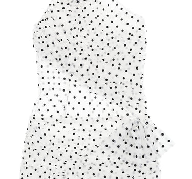 Alessandra Rich one-shoulder mini dress in polka