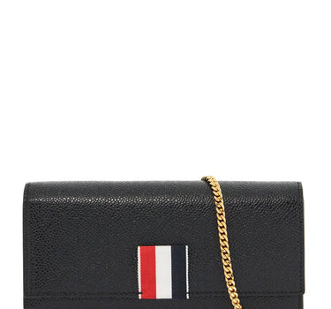 Thom Browne black calfskin chain wallet with rwb detail