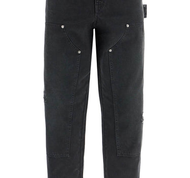 Golden Goose painter pants in black cotton destroyed effect journey