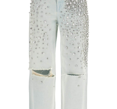 Golden Goose light blue cotton jeans with crystal stones