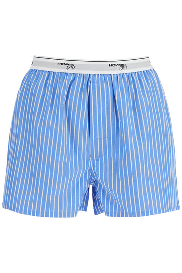 Boxer homme fille 100% coton rayé bleu taille haute