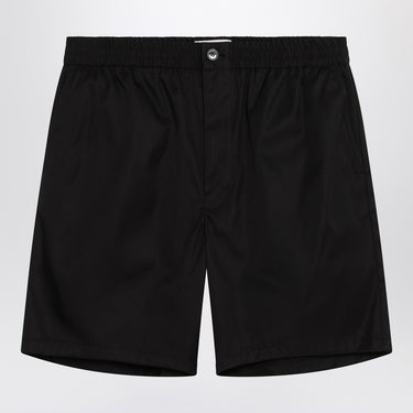 Ami Paris Black Bermuda shorts in technical twill nylon and cotton