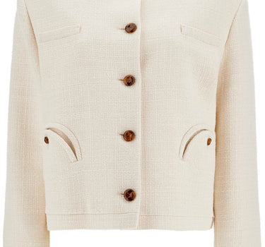 Blaze Milano cropped cream cotton bolero with buttons and pockets