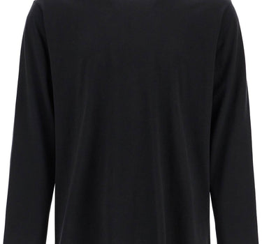 Y-3 long sleeve black cotton t-shirt with men's graphic