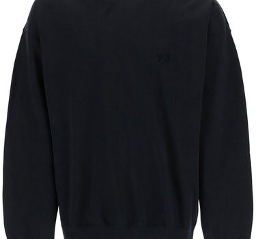 Y-3 black cotton crewneck sweatshirt with tone-on-tone logo