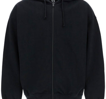 Y-3 black cotton zip hoodie