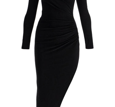 Norma Kamali asymmetric draped jersey stretch dress in