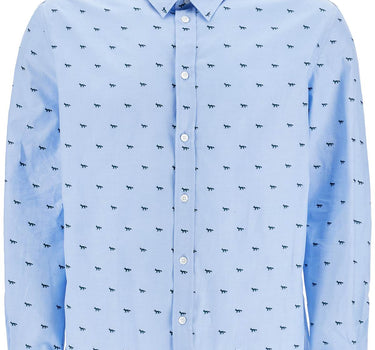 Maison Kitsune light blue casual cotton shirt with print