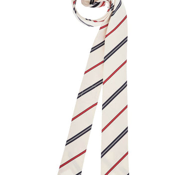 Thom Browne classic ivory tie with red and blue stripes in silk and cotton