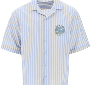 Etro pegasus striped bowling shirt