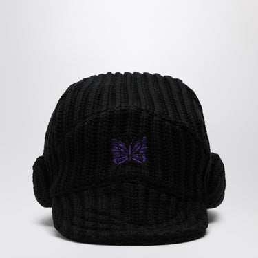 Needles Black wool visor hat