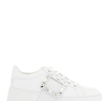 Roger Vivier white leather sneakers viv skate with rhinestones