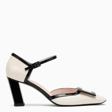 ROGER VIVIER Cream/black patent leather mary-jane