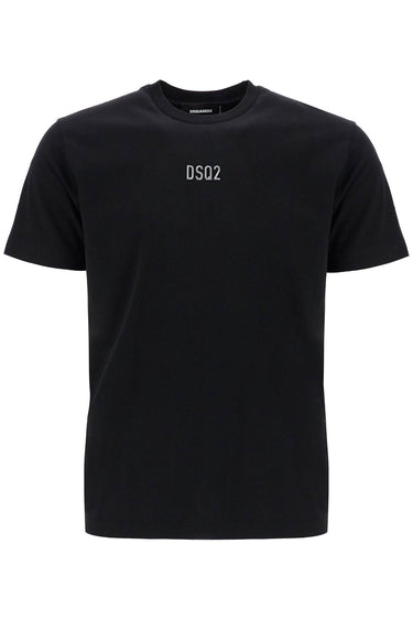 Dsquared2 black cotton t-shirt with embroidered logo