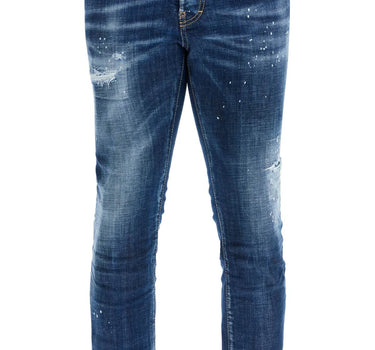 Dsquared2 navy blue cotton skater jeans with light distressing