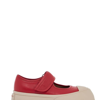 Marni intense crimson calfskin sneakers with velcro closure