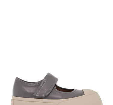 Marni gray calfskin low-top sneakers with hook-and-loop closure