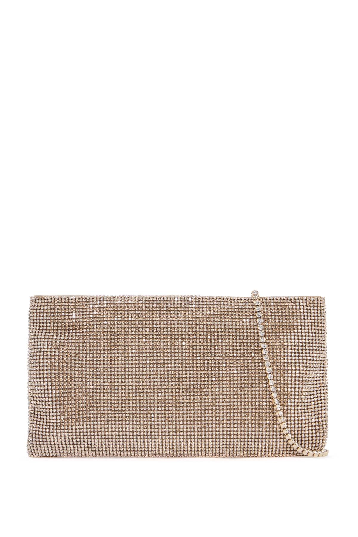 Sac rectangulaire compact Benedetta Bruzziches en strass or clair avec chaîne élégante et sophistiquée